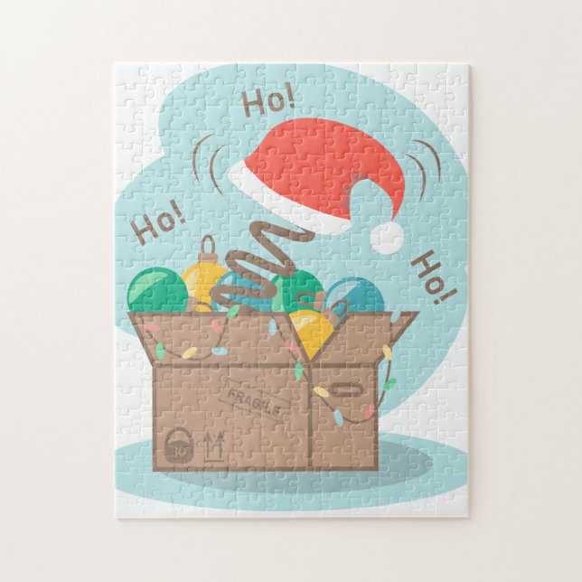 Quebra-cabeça Caixa de artesanato com decoração de Natal e chapé (Vertical)