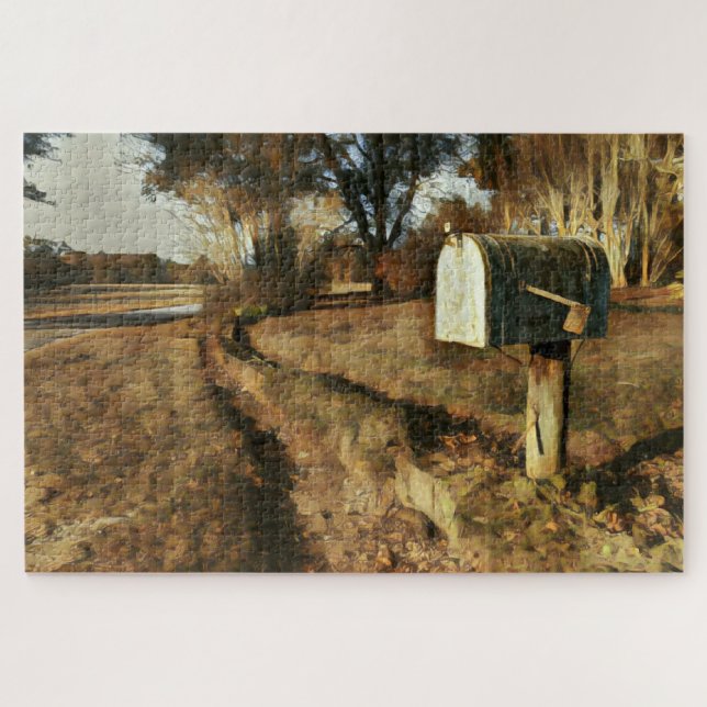 Quebra-cabeça Caixa de Correio Rústica em uma Estrada do País (Horizontal)