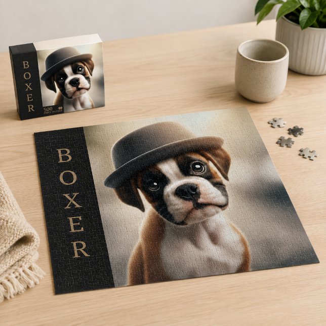 Quebra-cabeça Caixa de Filhote de Boxer Fofo – Arte de Cachorro  (Criador carregado)