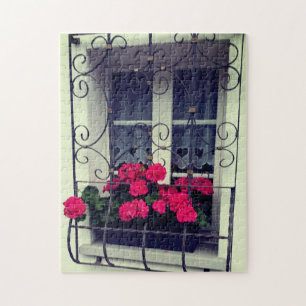Quebra-cabeça Caixa de Flores na Janela, 28cm x 35