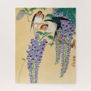 Quebra-cabeça Caixas e Wisteria por Ohara Koson