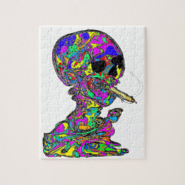 Quebra-cabeça Calavera Skull Smoking Cigarro de Van Gogh