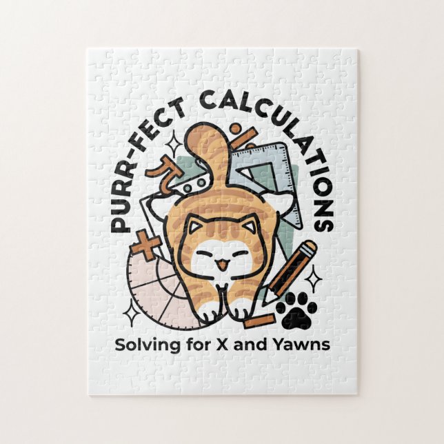Quebra-cabeça Cálculos Perfeitos – Design de Gato de Matemática  (Vertical)