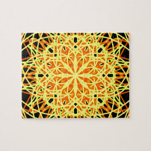 Quebra-cabeça Caleidoscópio Mandala Art Energia Flor Amarelo