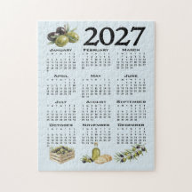 Calendário 2027, Azeitonas Mediterrâneas, Azul