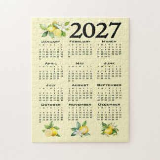 Quebra-cabeça Calendário 2027 Estilo Italiano Limões Amarelo