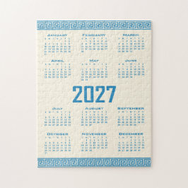Quebra-cabeça Calendário 2027, Fretwork Grego, Azul no Cosmic La