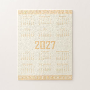 Quebra-cabeça Calendário 2027, Fretwork Grego, Bege em Cosmic La