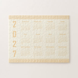 Quebra-cabeça Calendário 2027, Fretwork Grego, Bege em Cosmic La