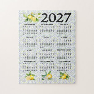 Quebra-cabeça Calendário 2027 Limões Azulejos Mediterrâneo Itali