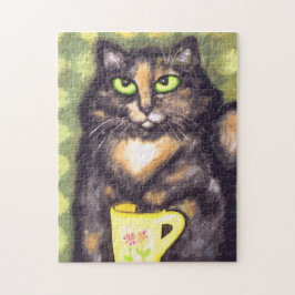 Quebra-cabeça Calico Torti Maine Coon Cat Com Tea