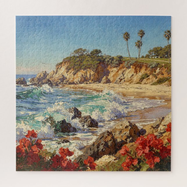 Quebra-cabeça  California Beach | Impressionist Coastal Art (Vertical)