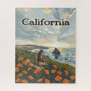 Quebra-cabeça California Bear Poppies Flores Retro