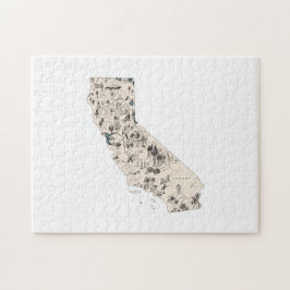 Quebra-cabeça California Shapage Vintage - Mapa de Imagens da Ca