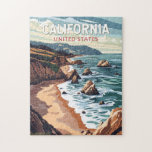 Quebra-cabeça California Viagem Art Vintage<br><div class="desc">Design de viagem de vetor retrovetor da Califórnia. Esta arte retrô-estilo viagem,  com sua mistura de cores ousadas e atração vítrea,  foi projetada para inspirar um senso de aventura.</div>