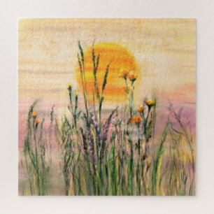 Quebra-cabeça Calmidade - Paisagem Sun Field - Pintura Original