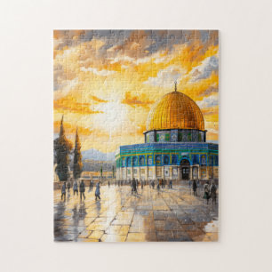 Quebra-cabeça Cama de Aquarelas do Rock Aqsa Jerusalém Mesquita