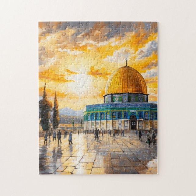 Quebra-cabeça Cama de Aquarelas do Rock Aqsa Jerusalém Mesquita (Vertical)