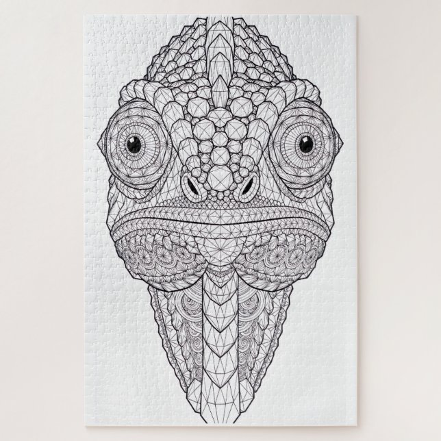Quebra-cabeça Camaleão de Cristal Arte Geométrica | Animal de Cr (Vertical)