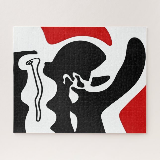 Quebra-cabeça Câmara de Deslocamento: Abstrato preto, branco e v (Horizontal)