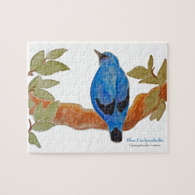 Quebra-cabeça Camarão-Caco Azul no Pássaro de Aquarela (Horizontal)