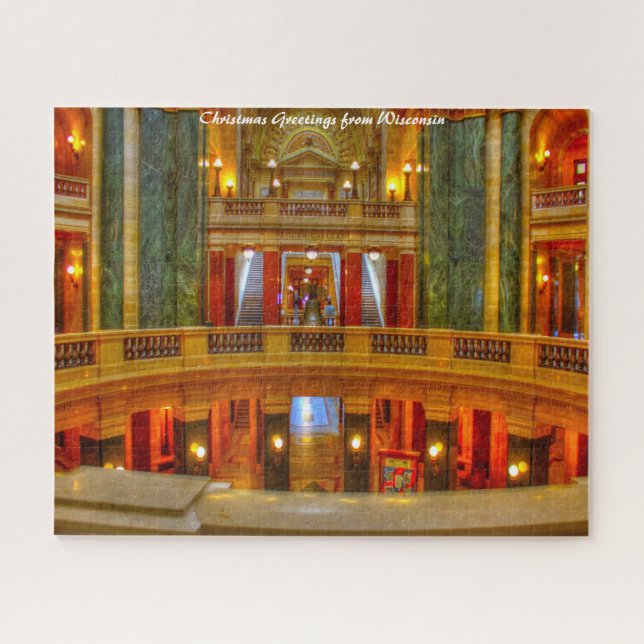 Quebra-cabeça Câmaras Capitais Wisconsin .Saudações de Natal (Horizontal)