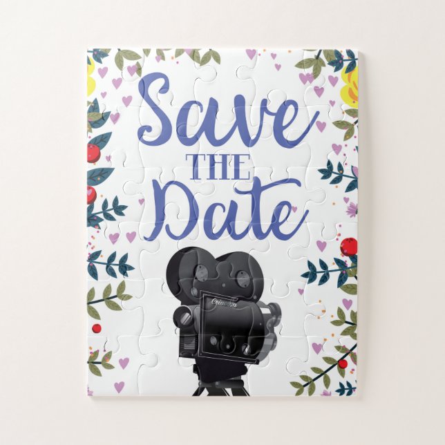 Quebra-cabeça Câmera de Filme de Casamento Salve A Data (Vertical)