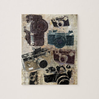 Quebra-cabeça câmera retro afligida da fotografia do fotógrafo