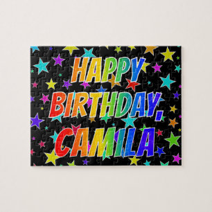 Quebra-cabeça "CAMILA" Primeiro Nome, "FELIZ ANIVERSÁRIO"