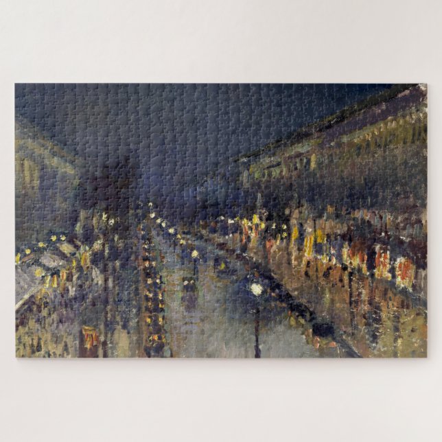 Quebra-cabeça Camille Pissarro Boulevard Montmartre à noite (Horizontal)