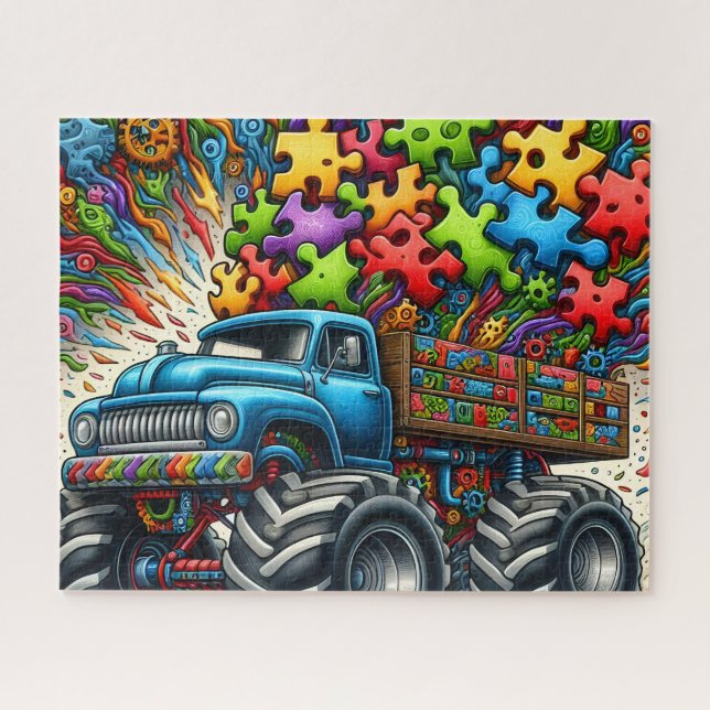 Quebra-cabeça Caminhão do Autismo Peça de Puzzle (Horizontal)