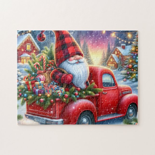 Quebra-cabeça Caminhão Duende Árvore de Natal (Horizontal)