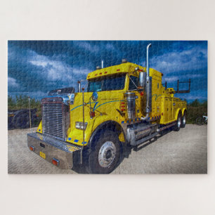 Quebra-cabeça Caminhão Reboque Semi Amarelo Big Rig De Carga Pes