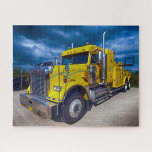 Quebra-cabeça Caminhão Reboque Semi Amarelo Big Rig Dever Pesado