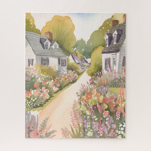 Quebra-cabeça Caminho das Flores Silvestres | Aquarela de Cidade (Vertical)