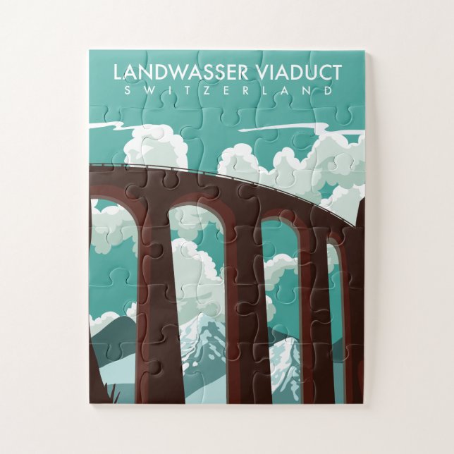 Quebra-cabeça Camiseta do Viaduto de Landwasser Suíça (Vertical)