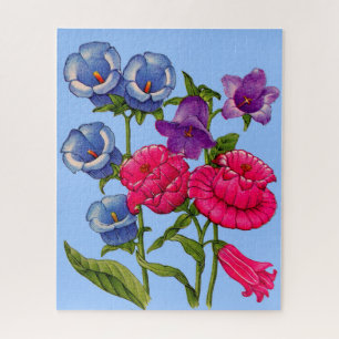 Quebra-cabeça Campainhas em azul, vermelho e roxo