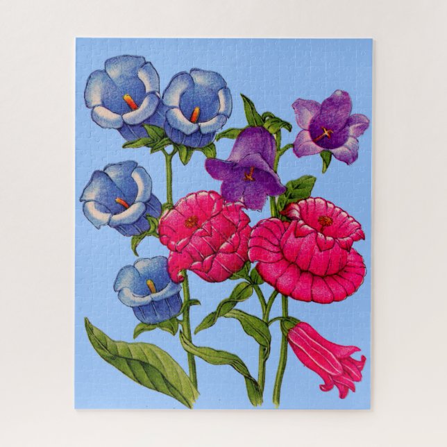 Quebra-cabeça Campainhas em azul, vermelho e roxo (Vertical)