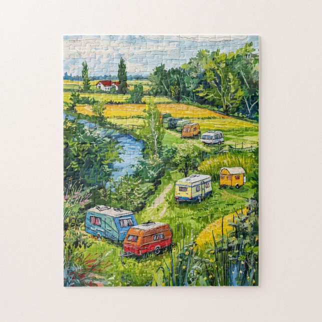 Quebra-cabeça Camper Vans by Tulip Fields Fantasy Painting (Vertical)