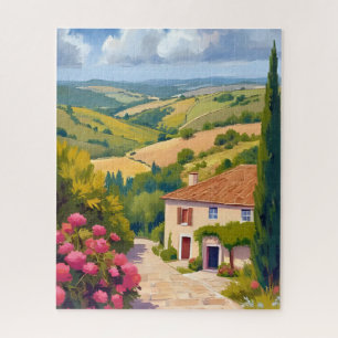 Quebra-cabeça Campestre Italiano   Vinhedo Aquarela Viagem