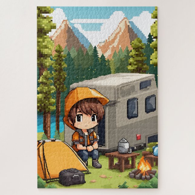 Quebra-cabeça Camping en pixel art (Vertical)