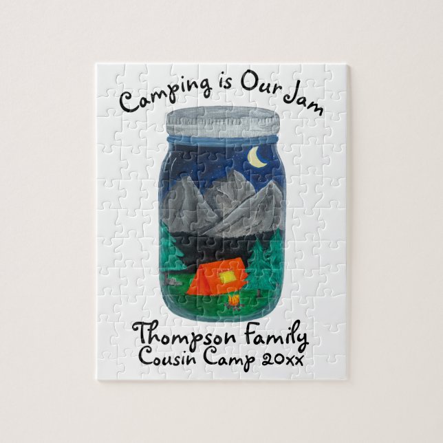 Quebra-cabeça Camping is Our Jam Tent and Mountains in Jar (Vertical)