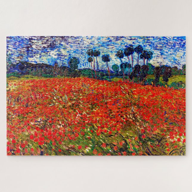 Quebra-cabeça Campo de Flor Vermelho, Van Gogh (Horizontal)