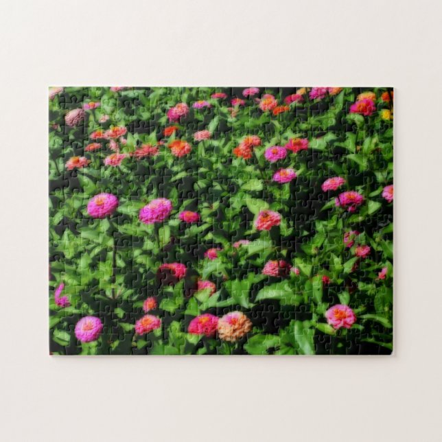Quebra-cabeça Campo de Flores de Zínia Efeito de Arte Orton (Horizontal)