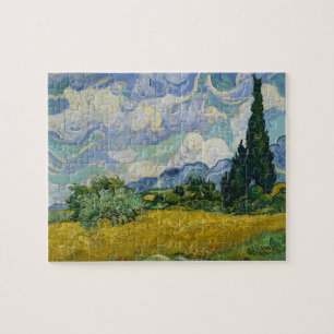 Quebra-cabeça Campo de trigo com ciprestes por Vincent van Gogh
