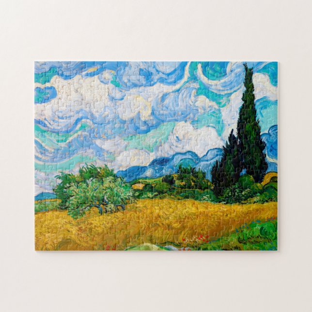 Quebra-cabeça Campo de trigo com ciprestes, Van Gogh (Horizontal)