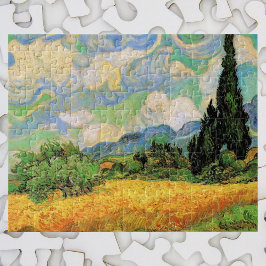 Quebra-cabeça Campo de trigo Van Gogh com ciprestes na Haute Gal
