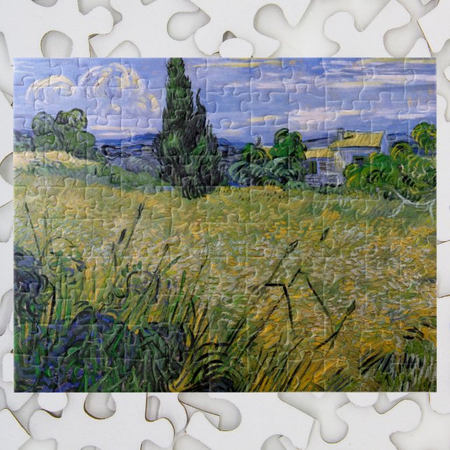 Quebra-cabeça Campo de Trigo Verde com Cipreste por Vincent van  (Criador carregado)