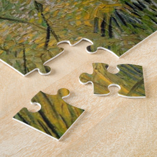 Quebra-cabeça Campo de trigo verde com Cypress de Van Gogh.