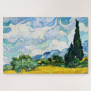 Quebra-cabeça Campo de trigo Vincent Van Gogh com ciprestes